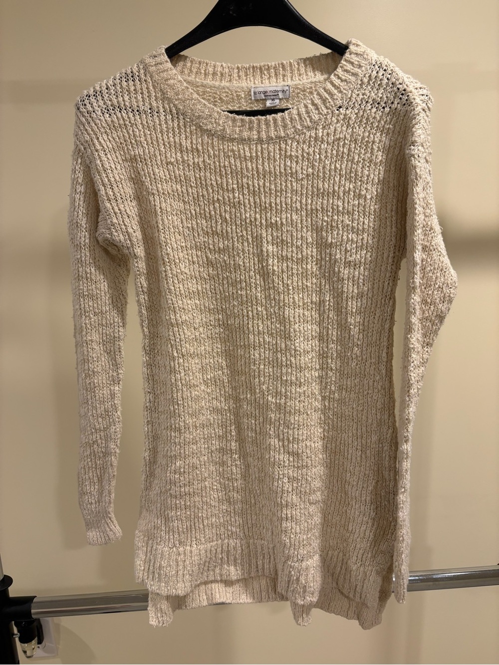 Liz Lange Cream Scoopneck Ribbed Knit Sweater Maternity XS